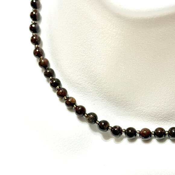 Deep Wine Red Garnet Short Necklace, Genuine Gemstone Adjustable Necklace - Picture 5 of 12